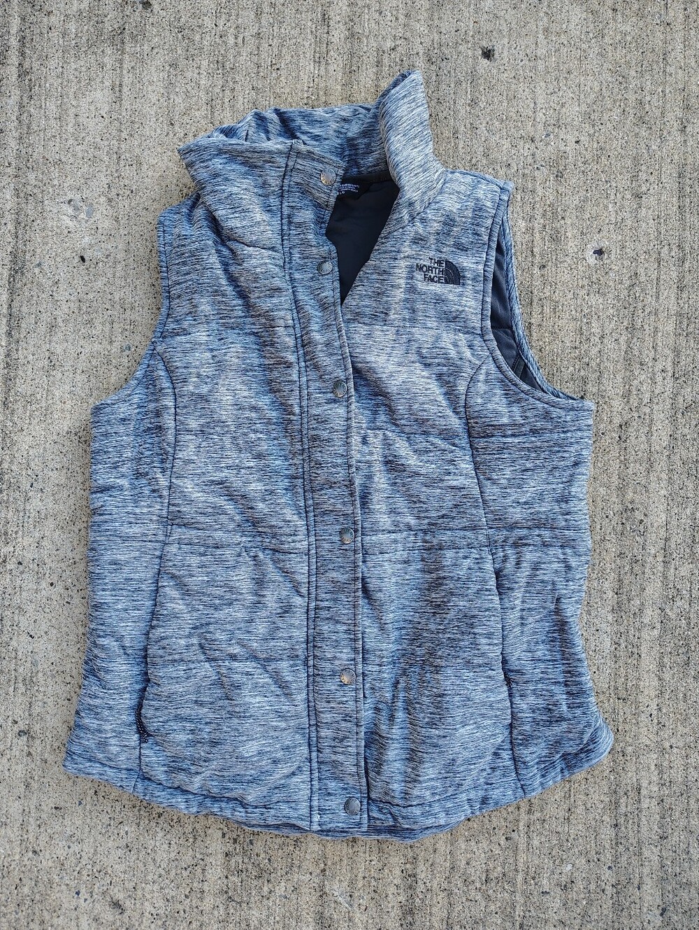 The North Face Women’s Quilted Insulated Vest Size L Blue Heather Snap Front